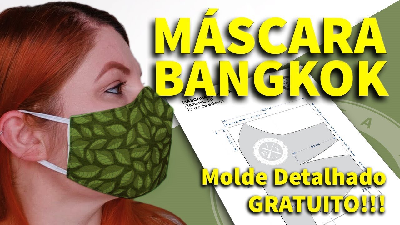 MÁSCARA DE PROTEÇÃO BANGKOK - COM MOLDE - FAMÍLIA DIY