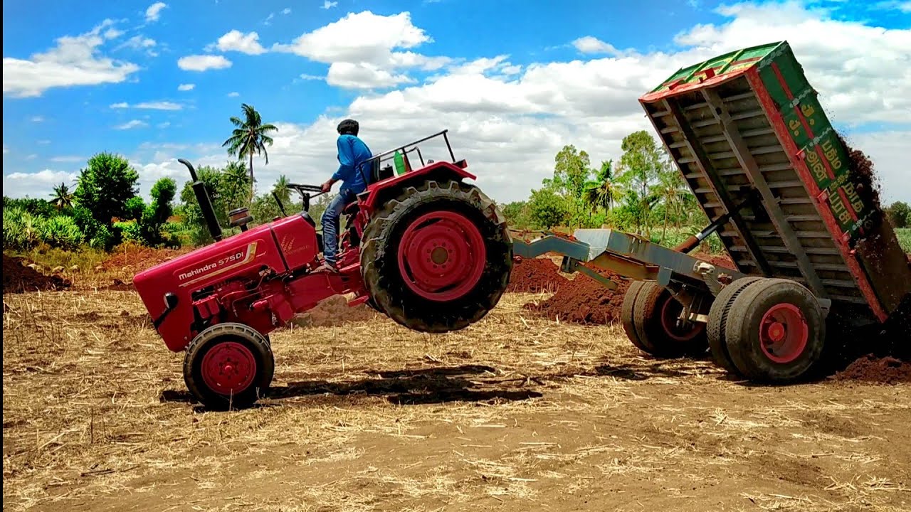 Mahindra 575 DI Tractor lifting with fully loaded trolley| Tractor stunt video | CFV