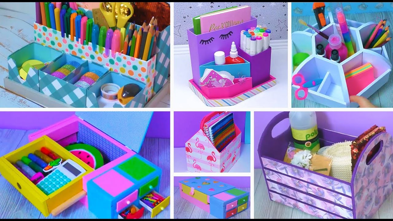 6 Amazing сardboard сrafts // How to мake organizers and pencil cases