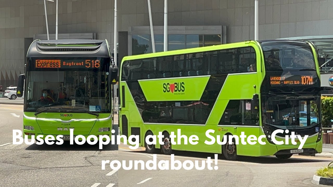 Buses looping around the Suntec roundabout (fountain of wealth)