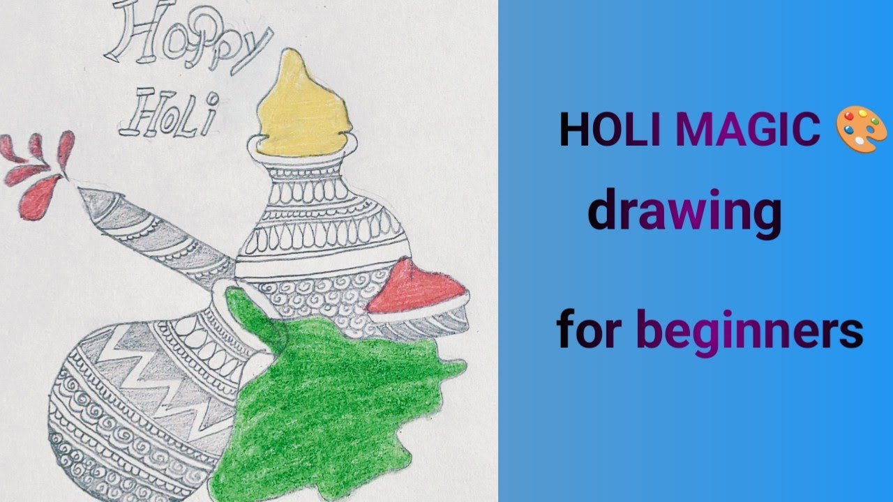 Easy Holi Magic Drawing 🎨 | Step by Step for Beginners | Holi Special 2026