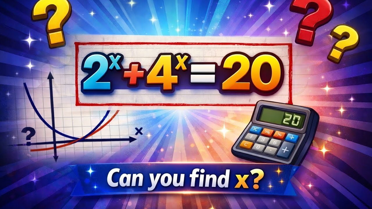 Can You Find x? | Solve 2^x + 4^x = 20 | Olympiad Math