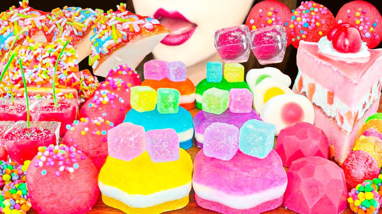 【ASMR】FRUITS & COLORFUL SWEETS🌸 MUKBANG 먹방 食べる音 EATING SOUNDS NO TALKING