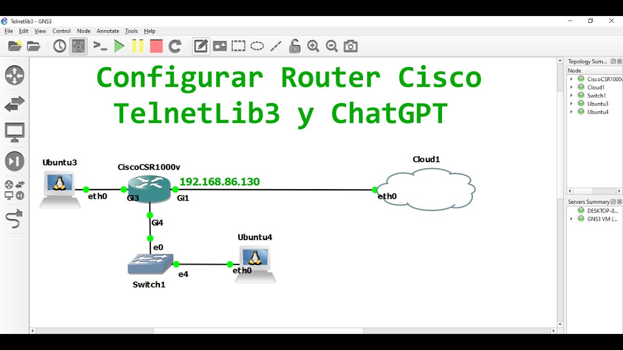 Configurar Router Cisco con TelnetLib3 y ChatGPT en GNS3