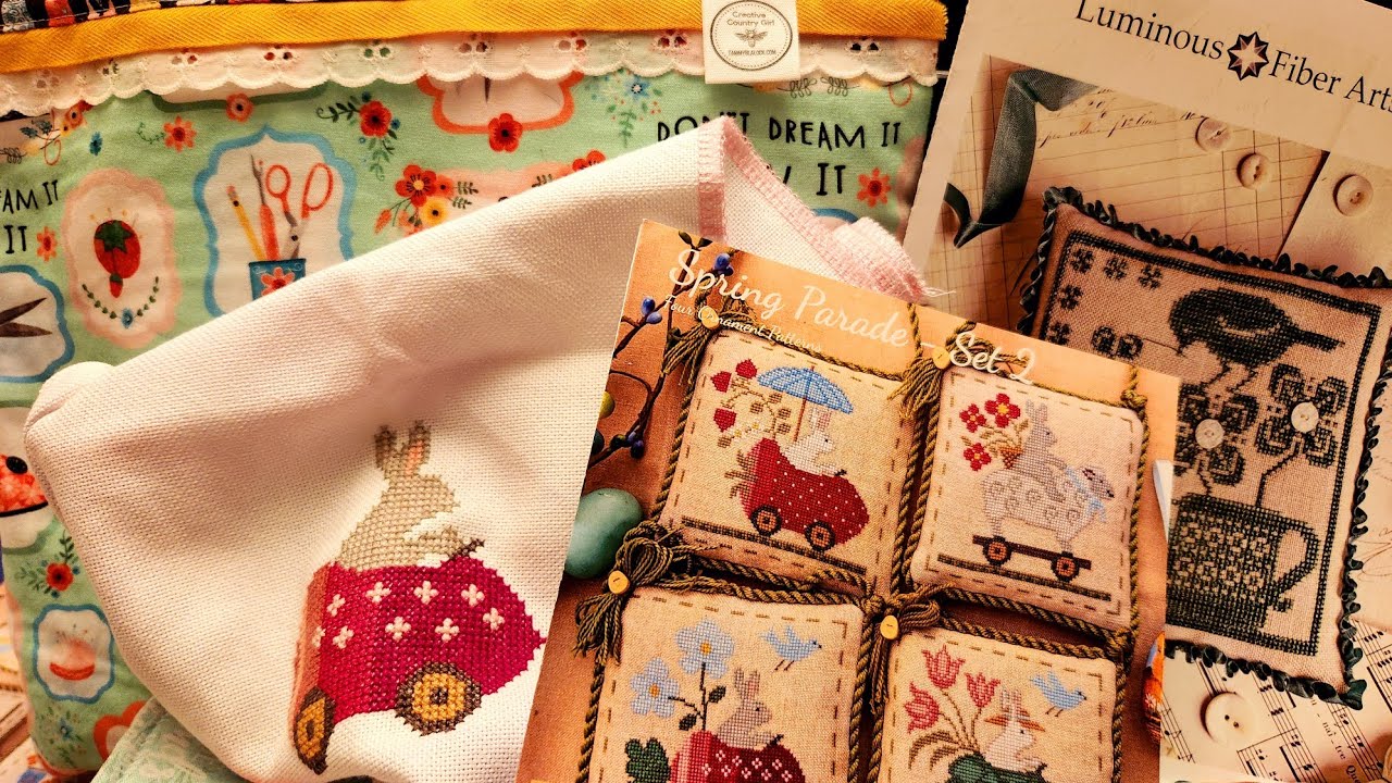 Flosstube 18  Part 1 - Bunnies Driving Veggies, Linen Teacups, and Abrupt Finish