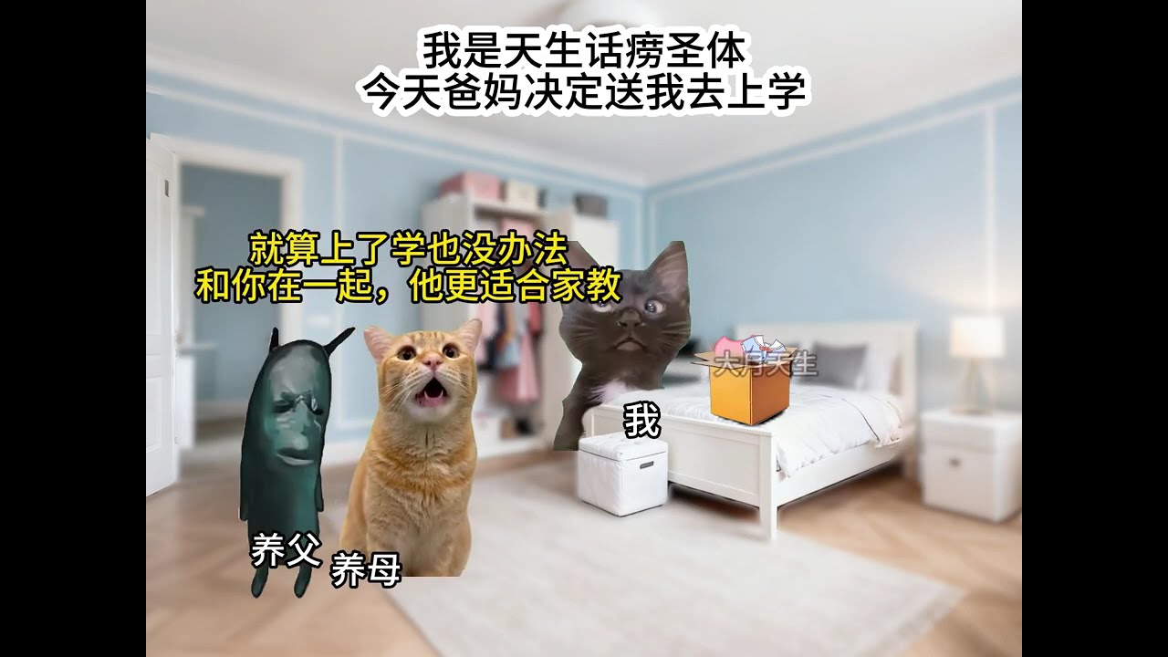 天生话圣体的我 今天爸妈决定送我去上学 #搞笑 #抽象 #猫meme #猫meme小剧场 #猫meme剧场