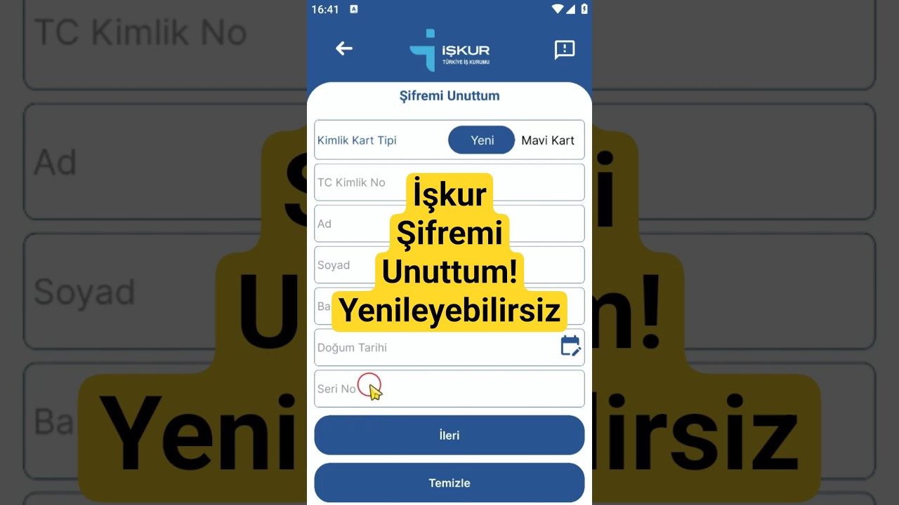 İşkur mobile ile Unutulan Şifreyi Kurtarma #işarama #işkur #işkur_şifremi_unuttum #işkurmobile