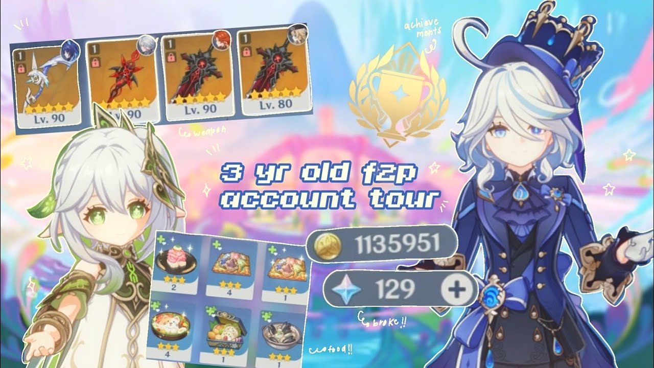 *ﾟ⁠+3 yr old ar60 genshin impact account tour!!🍡🍥cozy genshin impact gameplay