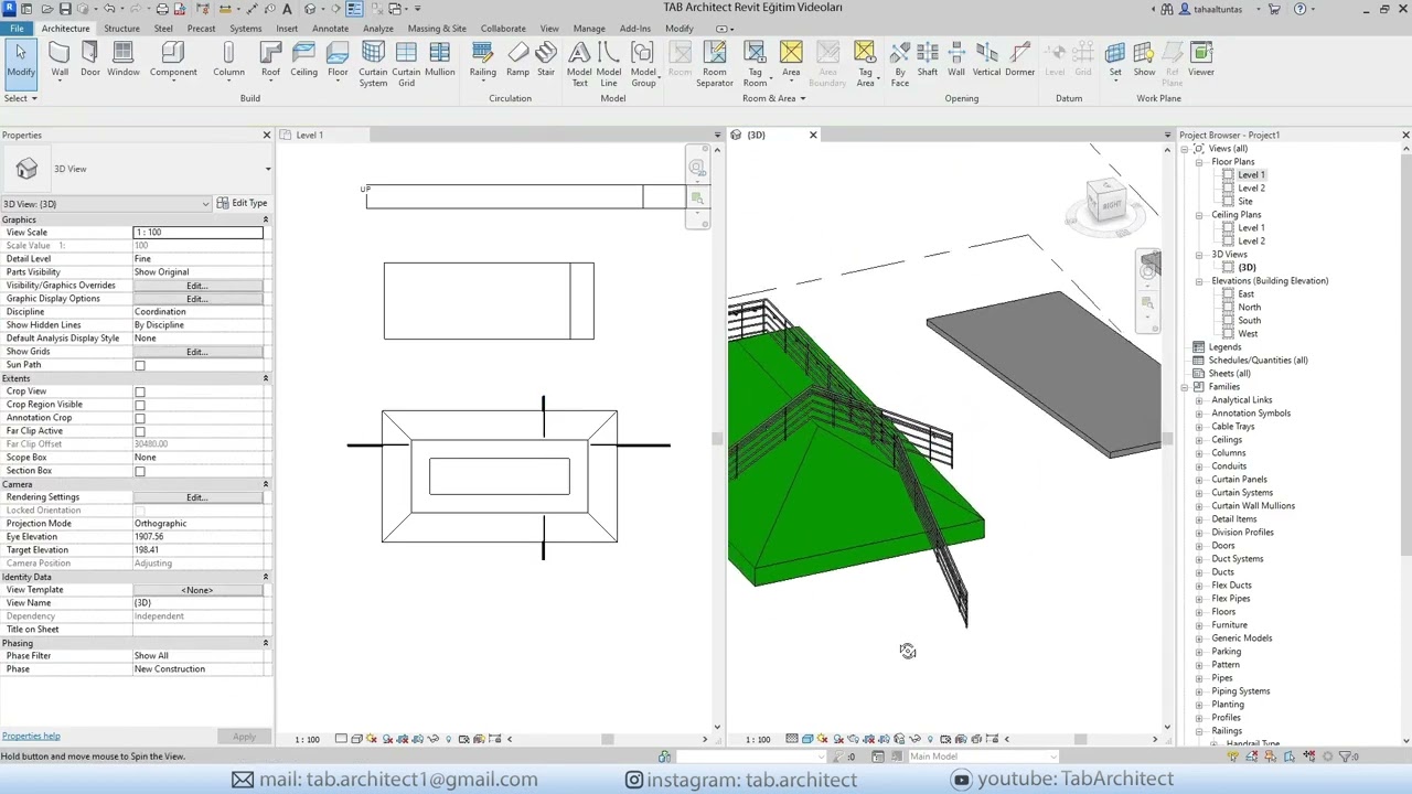 Revit Temel Eğitim Dersleri - 47 | Railing-Korkuluk-2