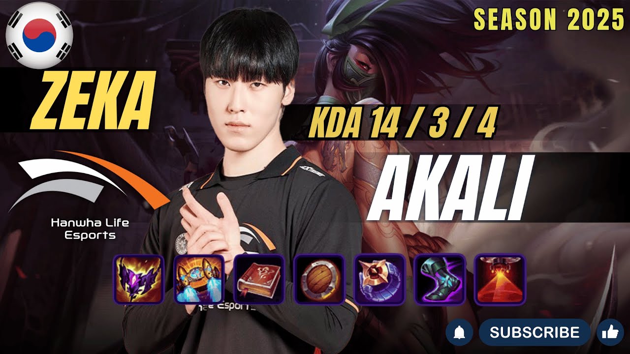 HLE Zeka AKALI vs ORIANNA Mid - Patch 25.24 KR Ranked | lolrec