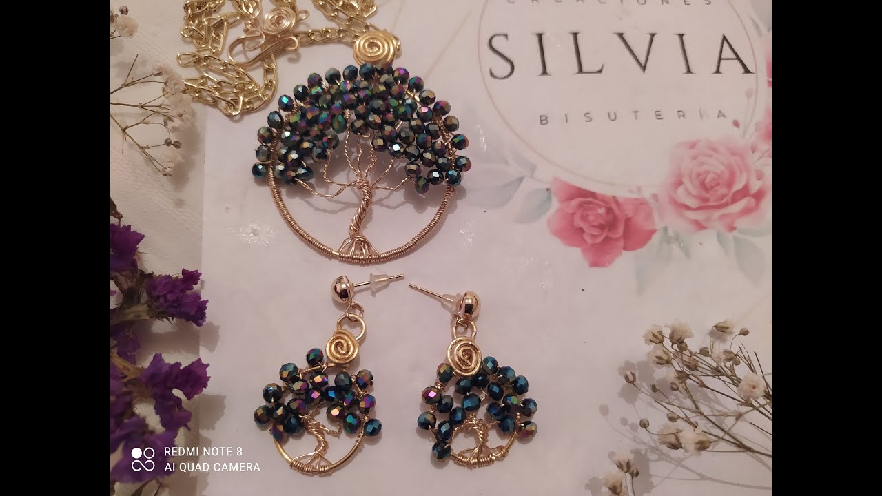 Dije de árbol de la vida con aretes. |Curso de bisutería para principiantes 12|