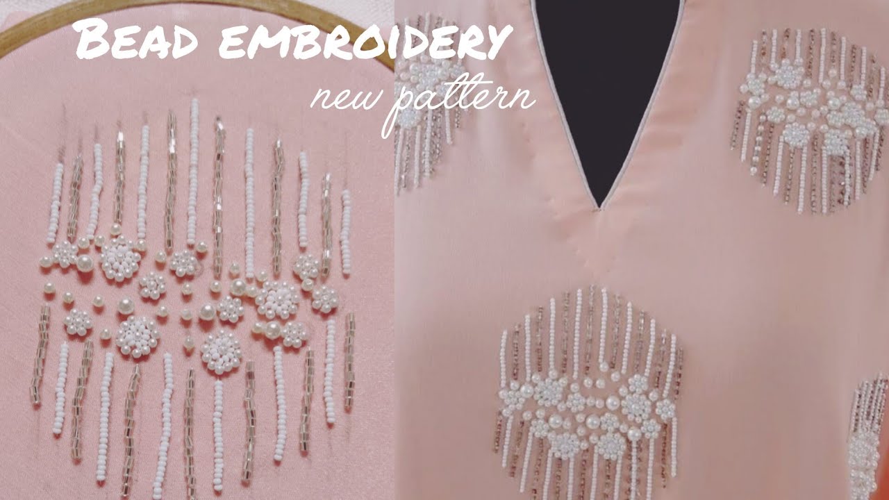 Neck embroidery design for kurti|embroidery bead work design with normal needle 