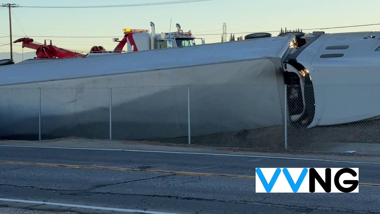 Overturned Semi on SB 15 before Main St in Hesperia