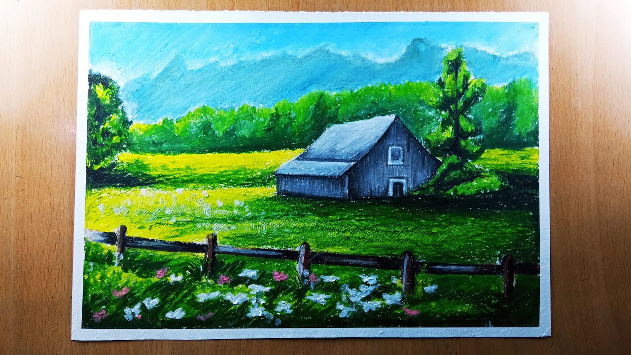 Oil Pastel Scenery|PAINTING FOR BEGINNERS|#drawing #art #painting #oilpastel #easydrawing #beginners