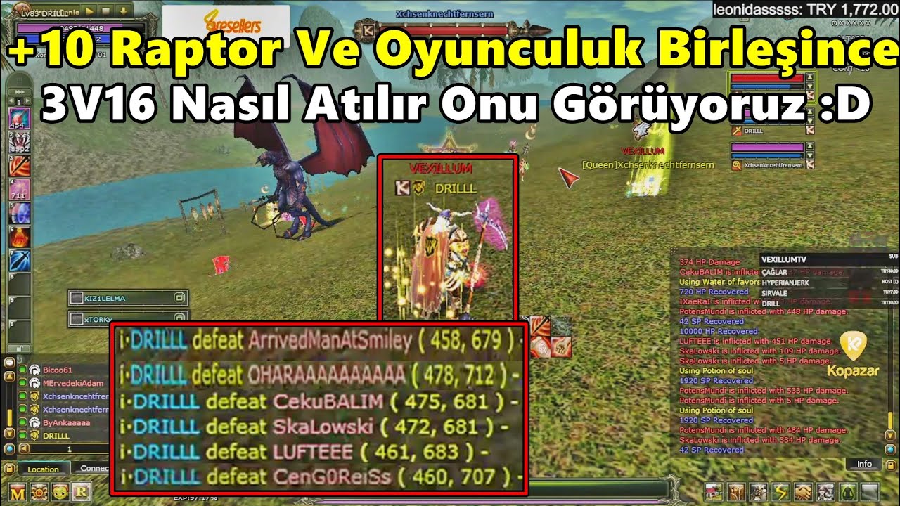 Deluxa | +10 Raptorlu Warrior İle | 3V16 Atarken | Oyunculuk Nirvanaya Çıkıyor! | Knight Online