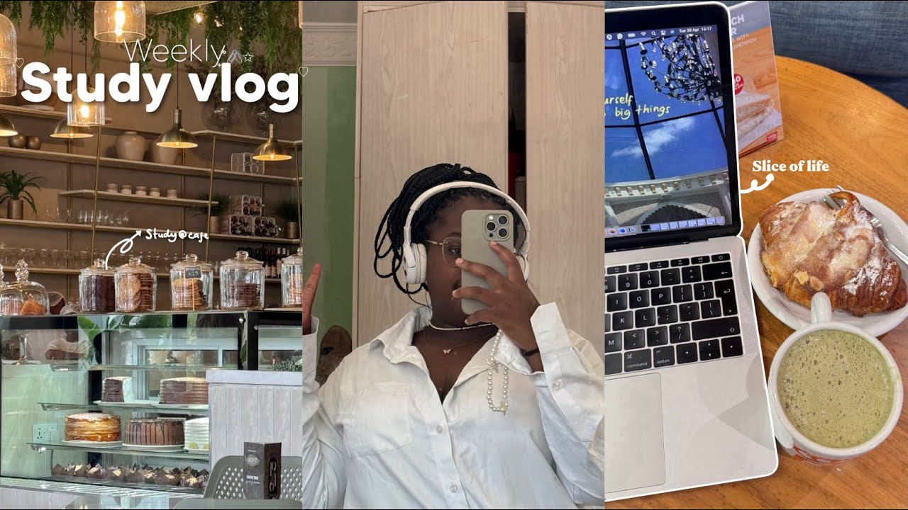 Weekly study vlog ₊˚🎧✩| reading, studying @ cafe, thesis paper 🍓