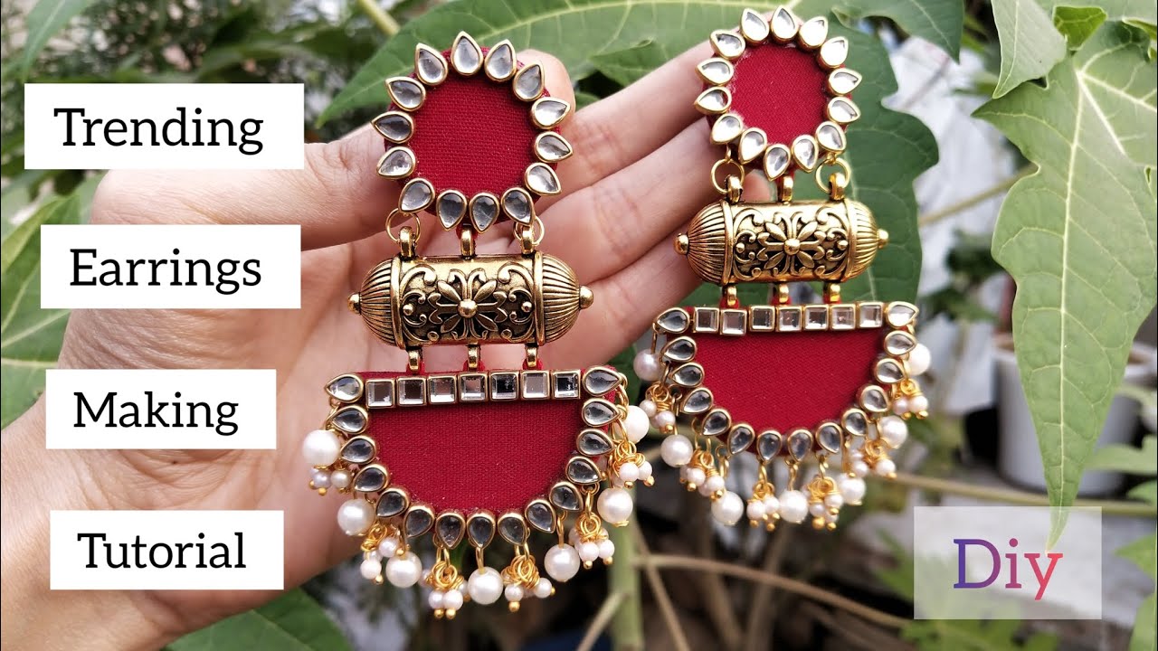 Trending Earrings Making ❤️ #tutorial #fabricearrings #diyearrings #youtube #viralvideo