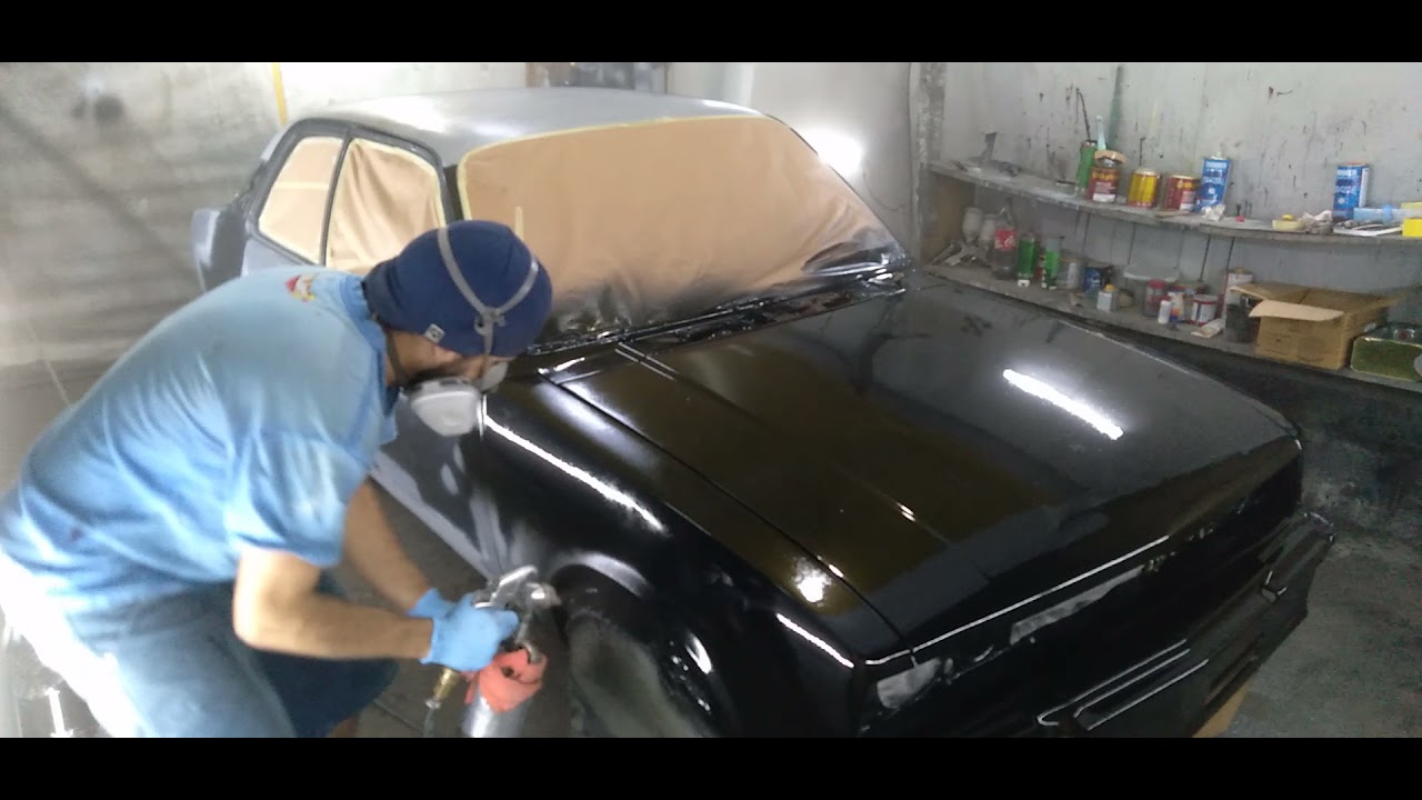 Chevette DL 91 - Pintando o bicho com uma pistola raiz Devilbiss JGA 502 TOP!
