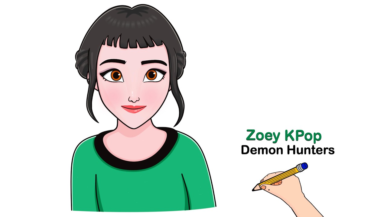 Zoey Portrait Drawing | Easy Outline to Coloring Zoey Drawing | K-Pop Demon Hunters Zoey Drawing