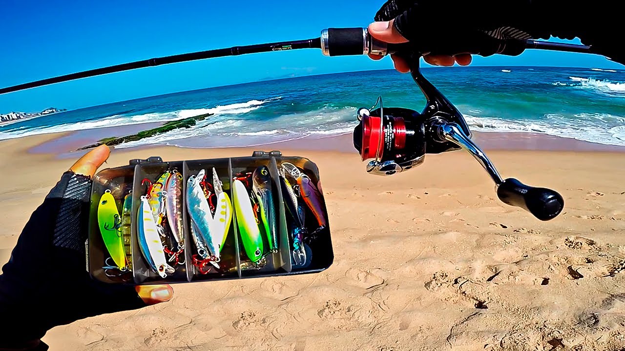 PESCA DE PRAIA COM MICRO ISCAS ARTIFICIAIS... SEMPRE PEGA!!! Pescaria Ultralight