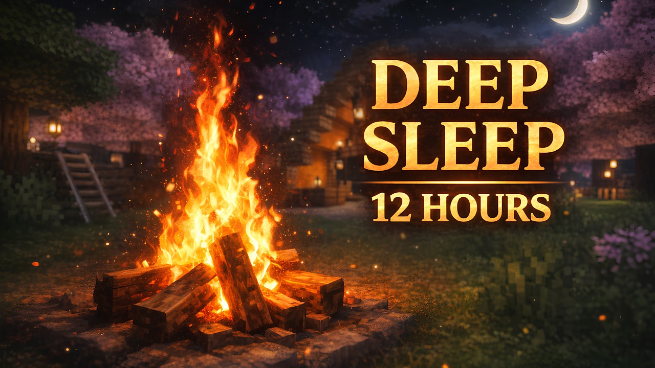【睡眠導入/作業用/無言】マイクラ焚き火ASMR   Minecraft Campfire Sounds for Sleep | No Talking (12 Hours)