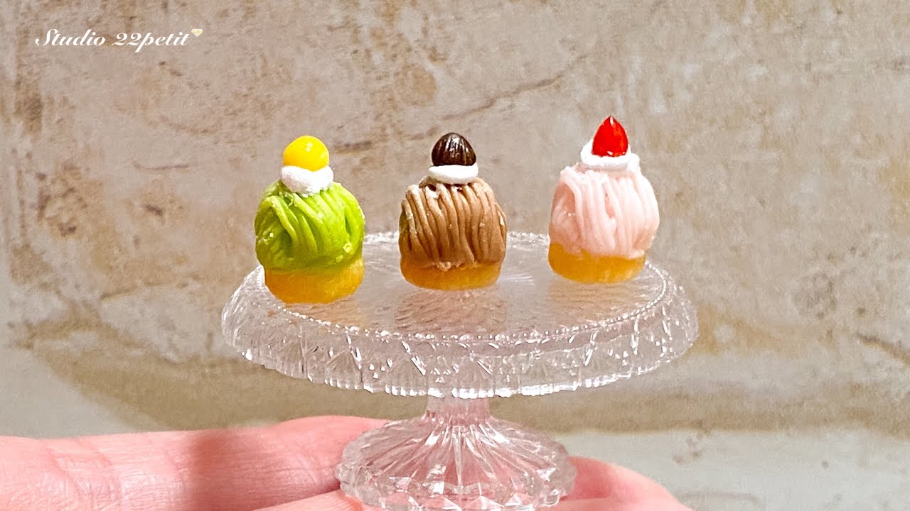 樹脂粘土でモンブランを作ってみました  DIY Miniature  Mont Blanc/FakeFood/Air dry clay【ミニチュアフード】