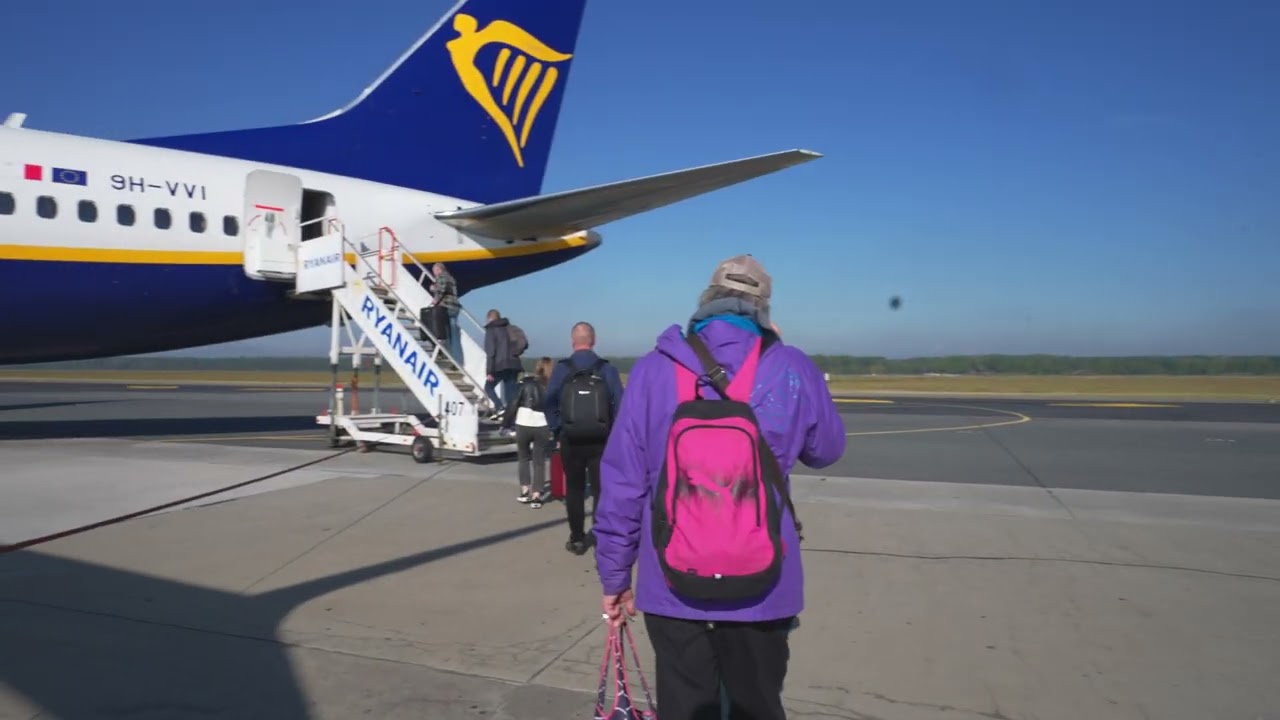 Poland, Warsaw, Modlin Airport, boarding Ryanair flight to Stockholm
