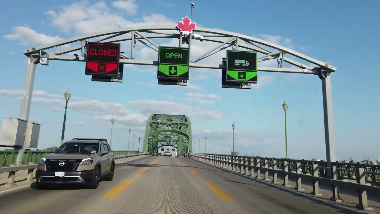 Driving across Peace Bridge from Canada to USA - 2025