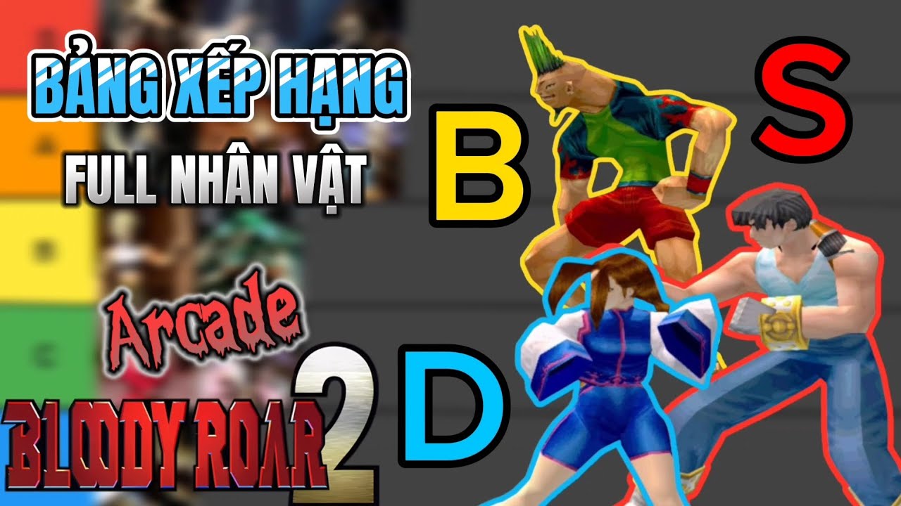 Bảng xếp hạng Tier List các nhân vật trong Bloody Roar 2, xét ở phá đảo máy Arcade
