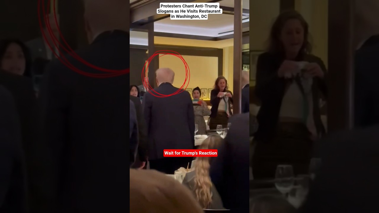 Protesters Chant Anti-Trump Slogans as He Visits Joe's Seafood  Restaurant in Washington, DC