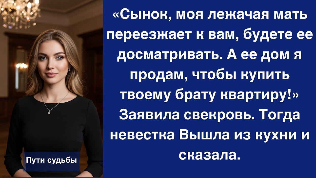 Моя пожилая мать переезжает к вам  Ее дом я продам и куплю младшему сыну квартиру  Сказала све
