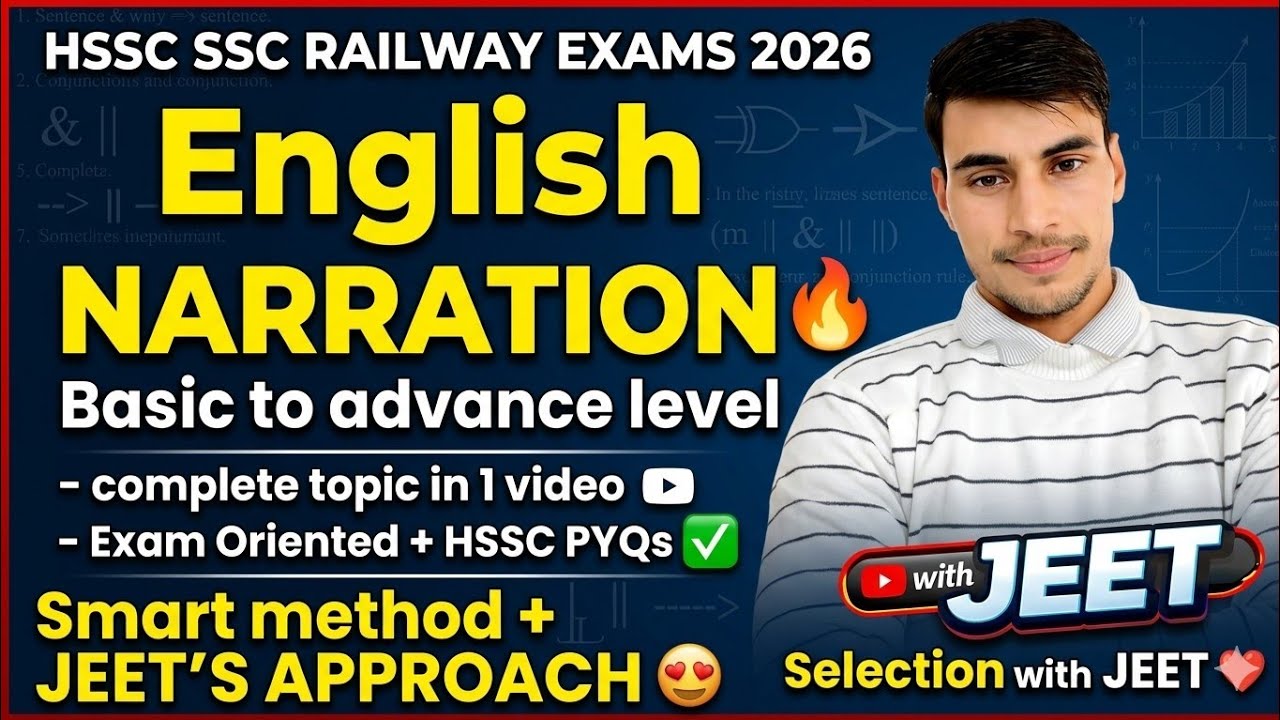 English -Narration (Direct & Indirect Speech) Complete Chapter|HSSC CET Mains|Haryana Police/Group D