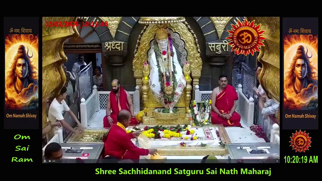 Sai Baba Darshan Live Today || 15 FEB 2026 || SUNDAY || MORNING