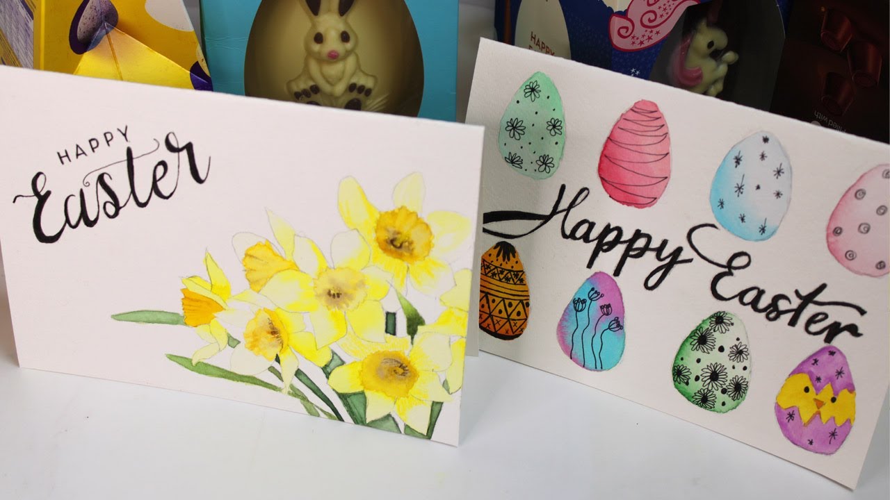 Watercolor Easter Cards | Watercolor Easter Eggs | Watercolor Daffodil