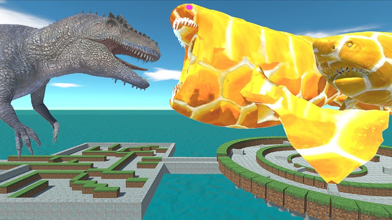 NEW SIMPLE CIRCLE MAZE GIGANOTOSAURUS VS HONEY SEA MONSTER BLOOP AND MEGALODON - SANBOX // ARBS