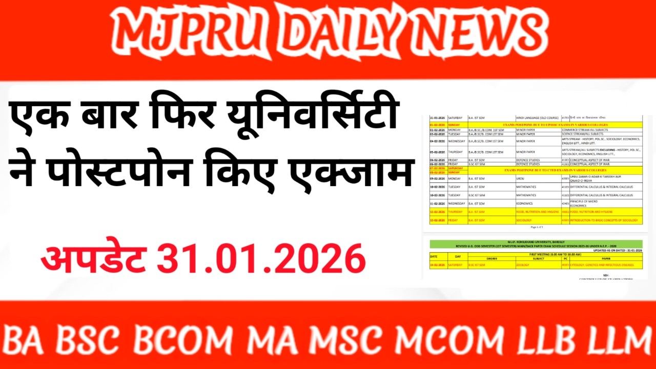 Mjpru exam date 2026 || mjpru exam news today || mjpru daily news