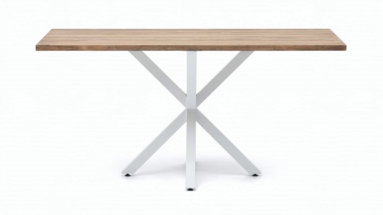 Mesa Comedor Pata Estrella Blanca de Estilo Industrial Madera de Pino Efecto Vintage
