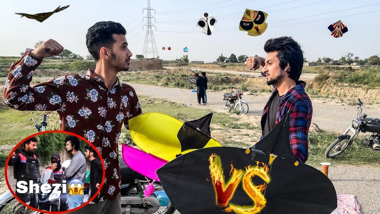 Fight hogi 🪁 or Police 👮🏾 a gai || Big Kite challenge || Talal noor ||  shezi