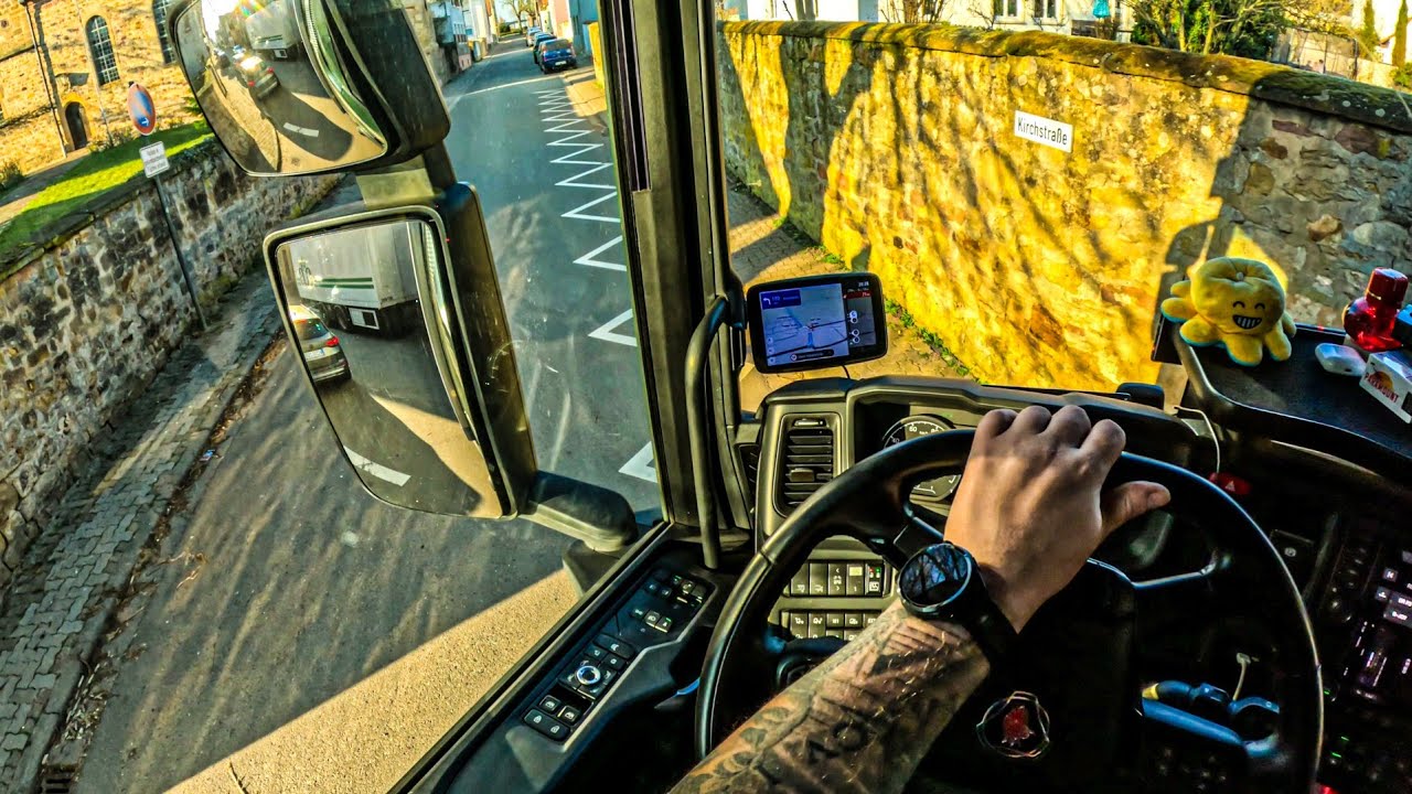 ASMR 🇩🇪 POV Truck Driving Scania R500 | Germany Lustadt Very Narrow City Drive | 4k HD |