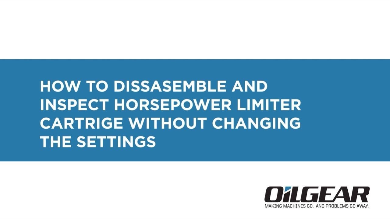 How to Dissasemble and inspect horsepower limiter cartridge without changing the settings