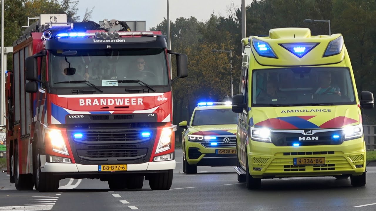 [5x E-horn, 2x Bullhorn & 2x Luchthoorn] Brandweer, Ambulance, MMT & Politie met spoed in Leeuwarden