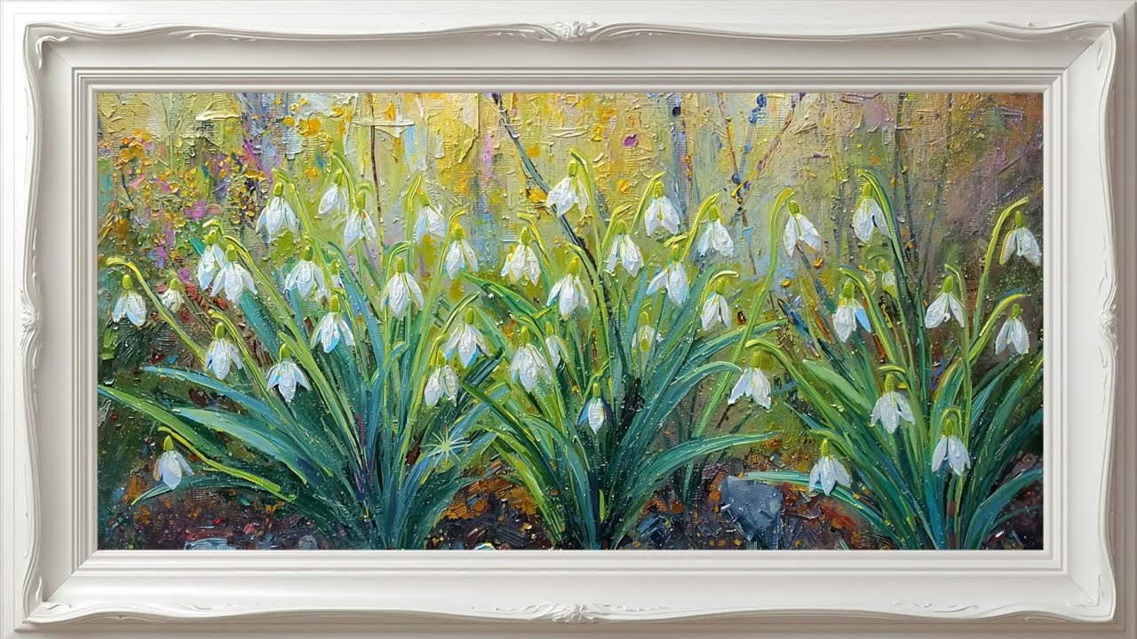 Snowdrops | Oil Painting | Calm Art for TV 60 Min