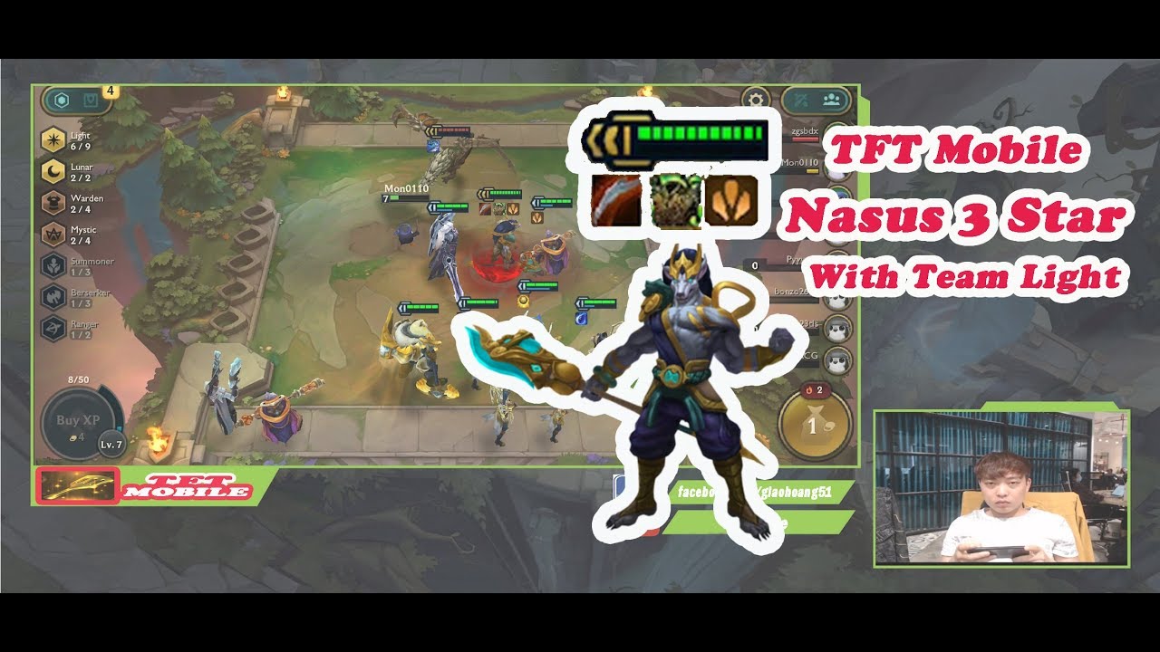 [ TFT MOBILE ] NASUS 3 STAR WITH TEAM LIGHT | 6 LIGHT - WARDEN - MYSTIC - LUNA