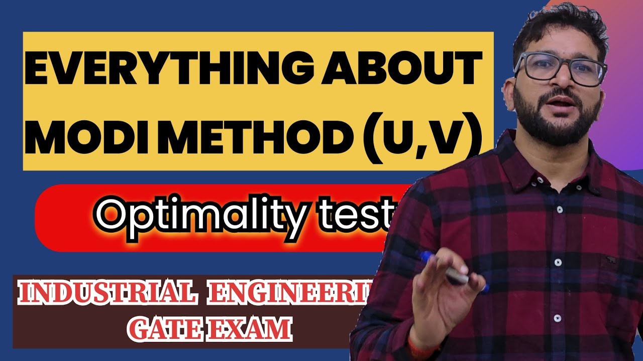 MODI Method for Transportation Problem | UV Method | Optimality Test Explained #gate #mech #modi