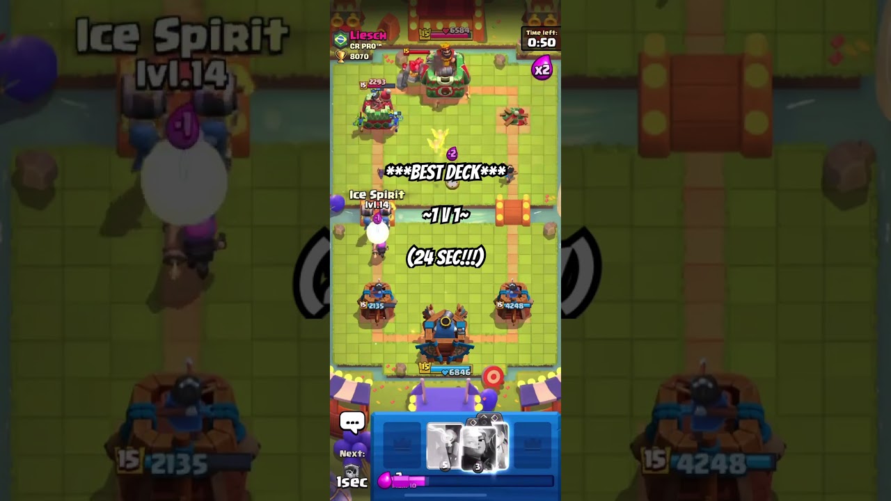 BEST CLASH ROYALE DECK 1 V 1 (24 SEC!!!)  