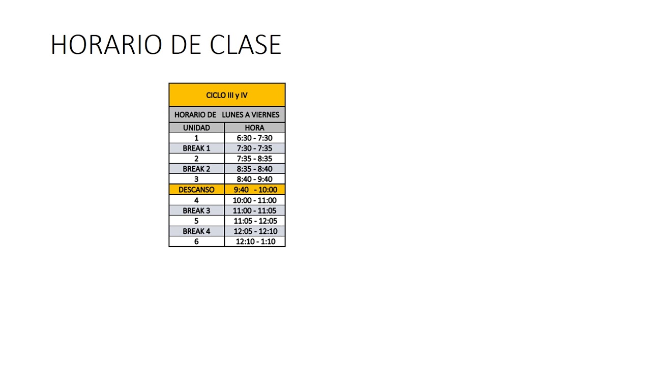 HORARIO DE CLASE