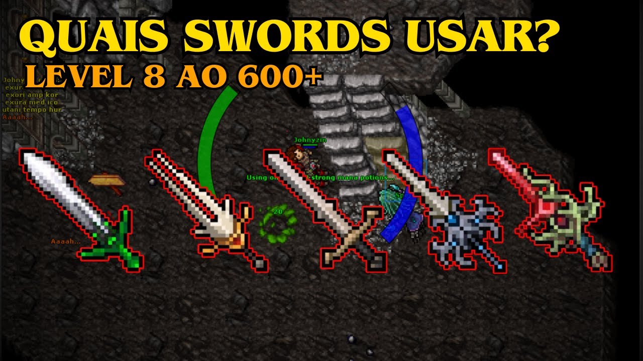 TIBIA - QUAIS SWORDS USAR DO LEVEL 8 AO 600? (EXPLICATIVO E ATUALIZADO)