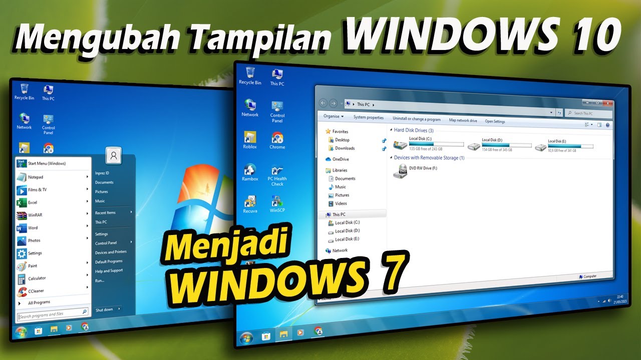 Cara Ubah Tampilan Windows 10 Menjadi Windows 7 | Simple Theme