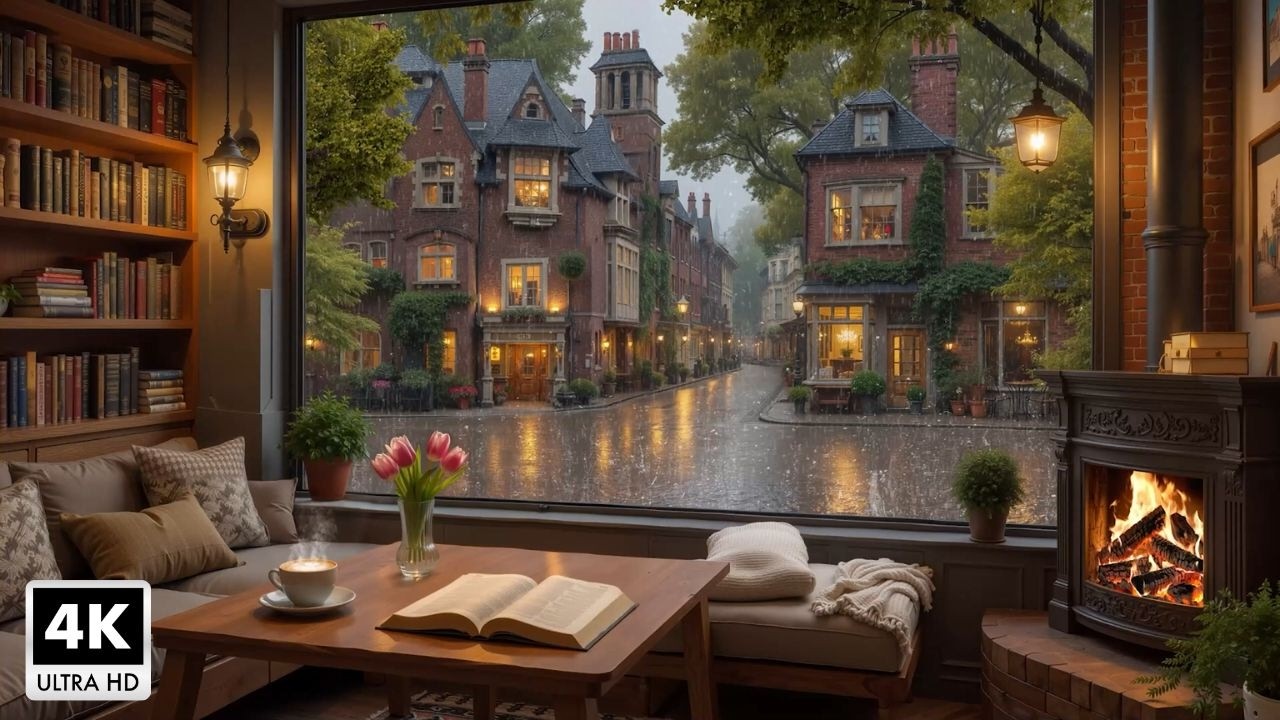 Rainy Day Cafe Atmosphere with Beautiful Jazz Music ~ Gentle Jazz Music and Rain Sounds for Study