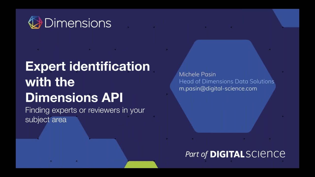 Use the Dimensions API to find experts or reviewers in your subject area